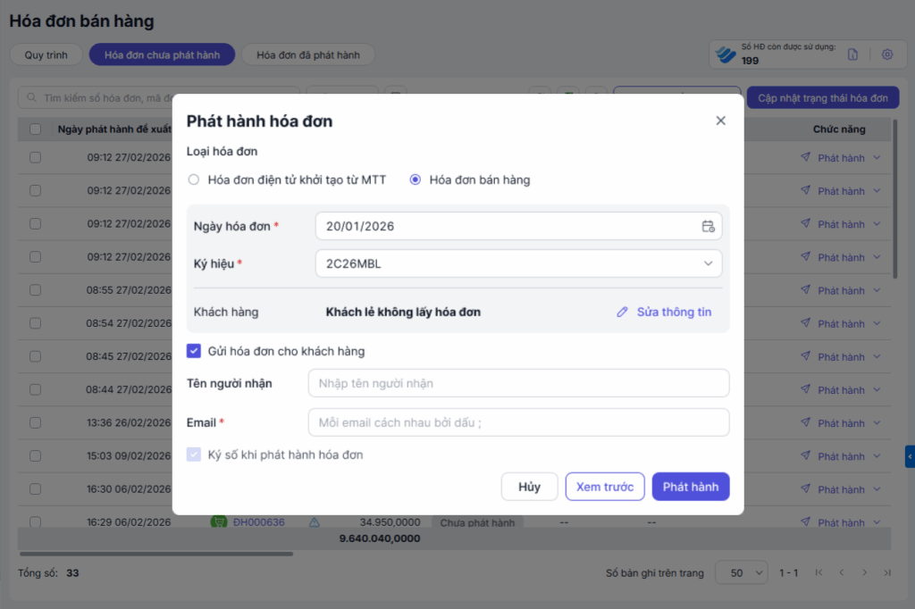 xuất hóa đơn thông thường
